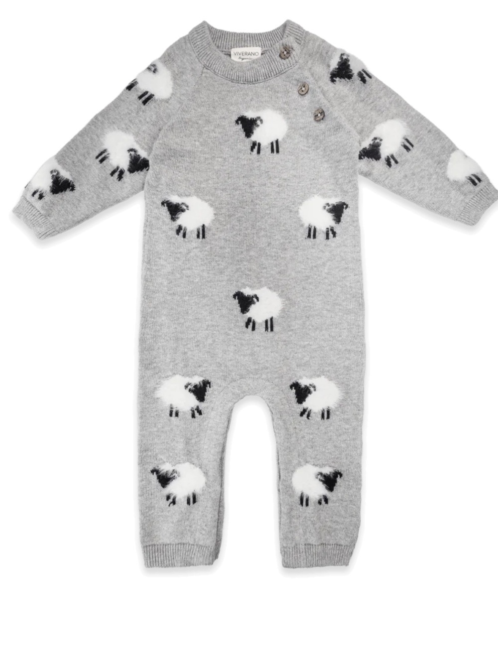 Furry Sheep 3D Jacquard Sweater Knit Baby Jumpsuit (Organic Cotton) NWT